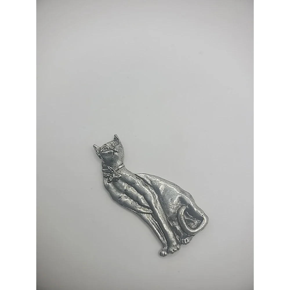 Vintage Metzke Pewter Cat Kitty Animal Paperweight Decor